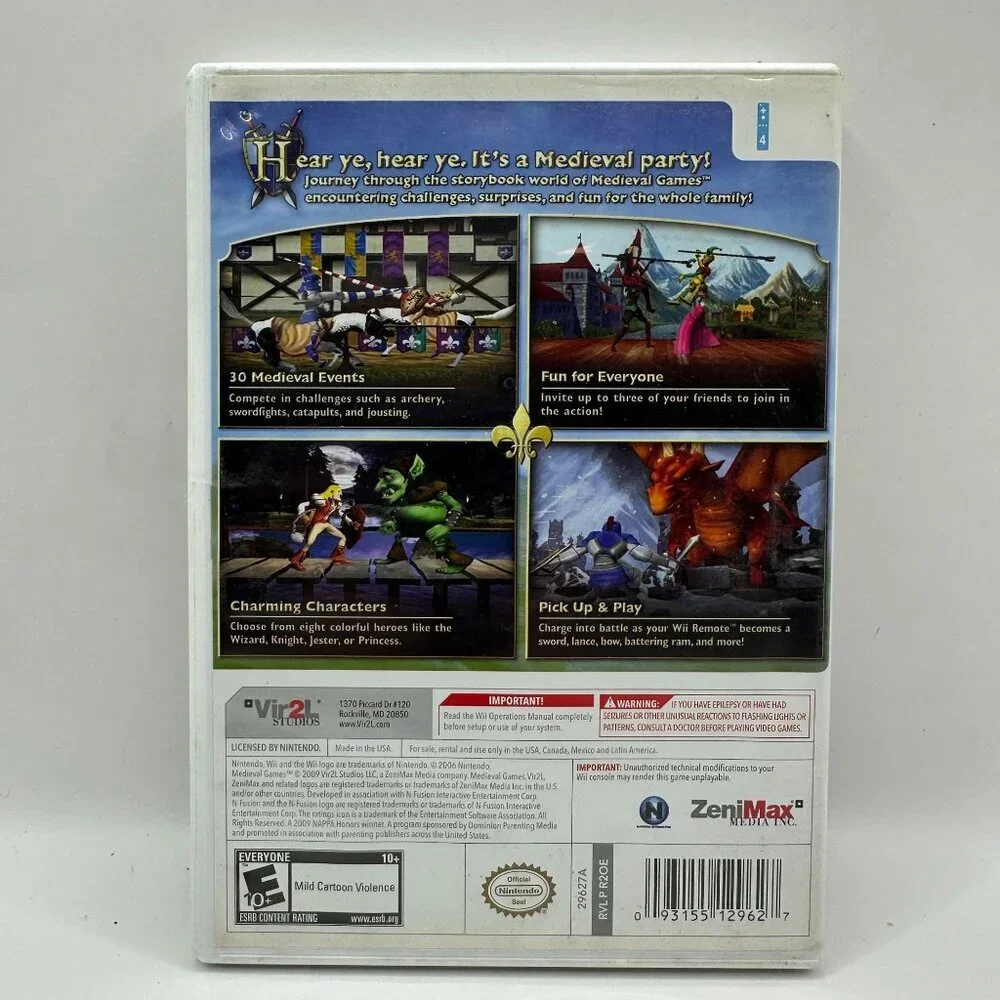 Medieval Games For Nintendo Wii Complete In Case